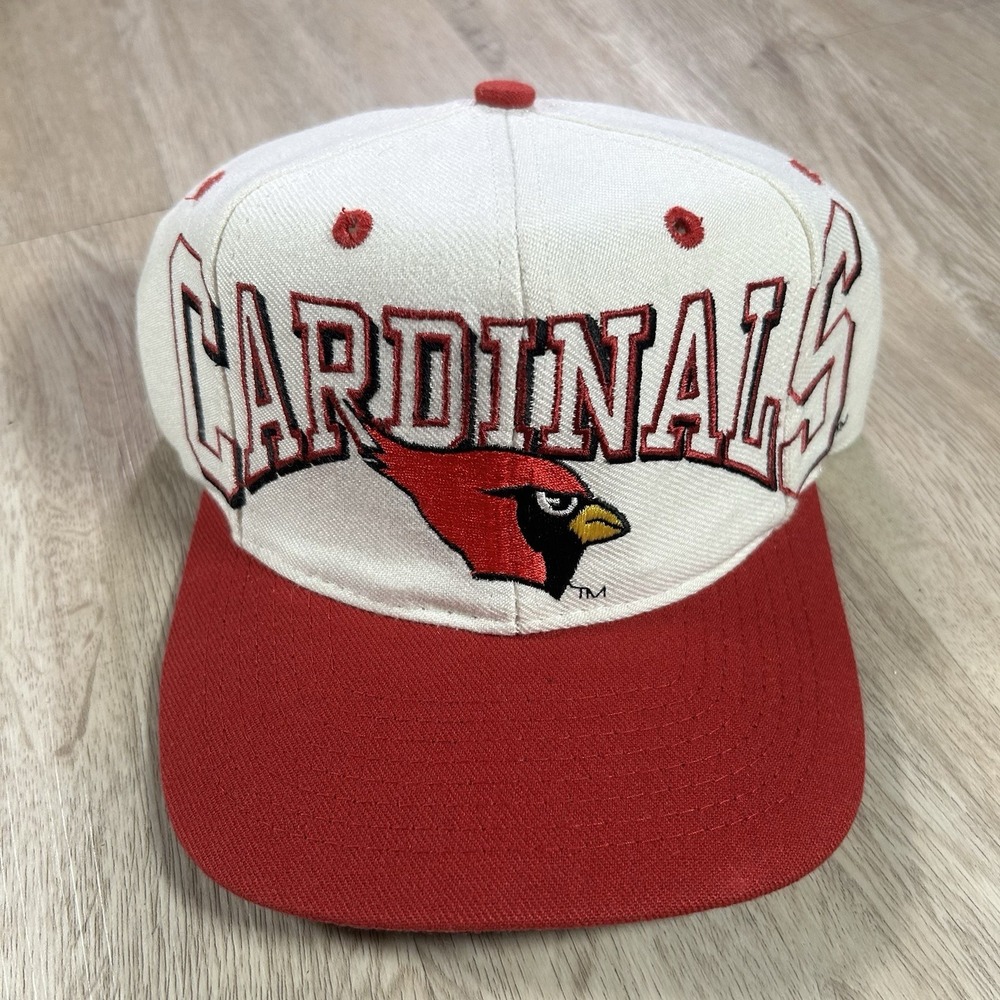 VTG Arizona Cardinals Snapback Hat NFL Big Logo Drew Pearson White Red Wool Cap